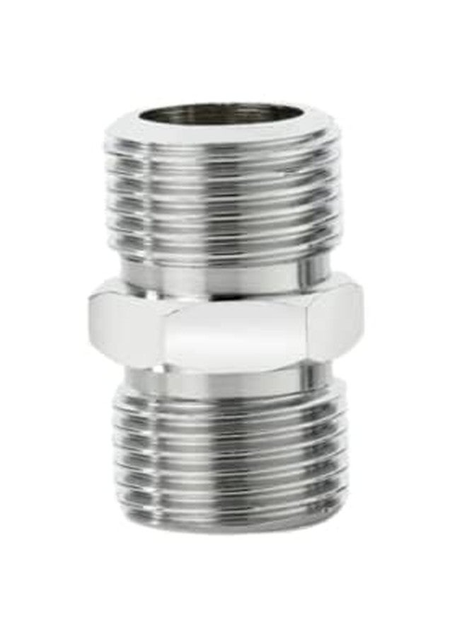 KINIK CP Brass Hex Nipple 3/8 Inch to 3/8 Inch Male Threaded | Chrome Finish Pipe Connector | Pack of 2 - Image 5